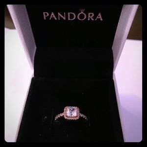 Square Sparkle Halo Ring